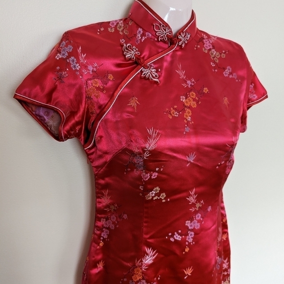 Vintage Chinese cheongsam dress Red women's Small - Picture 2 of 16